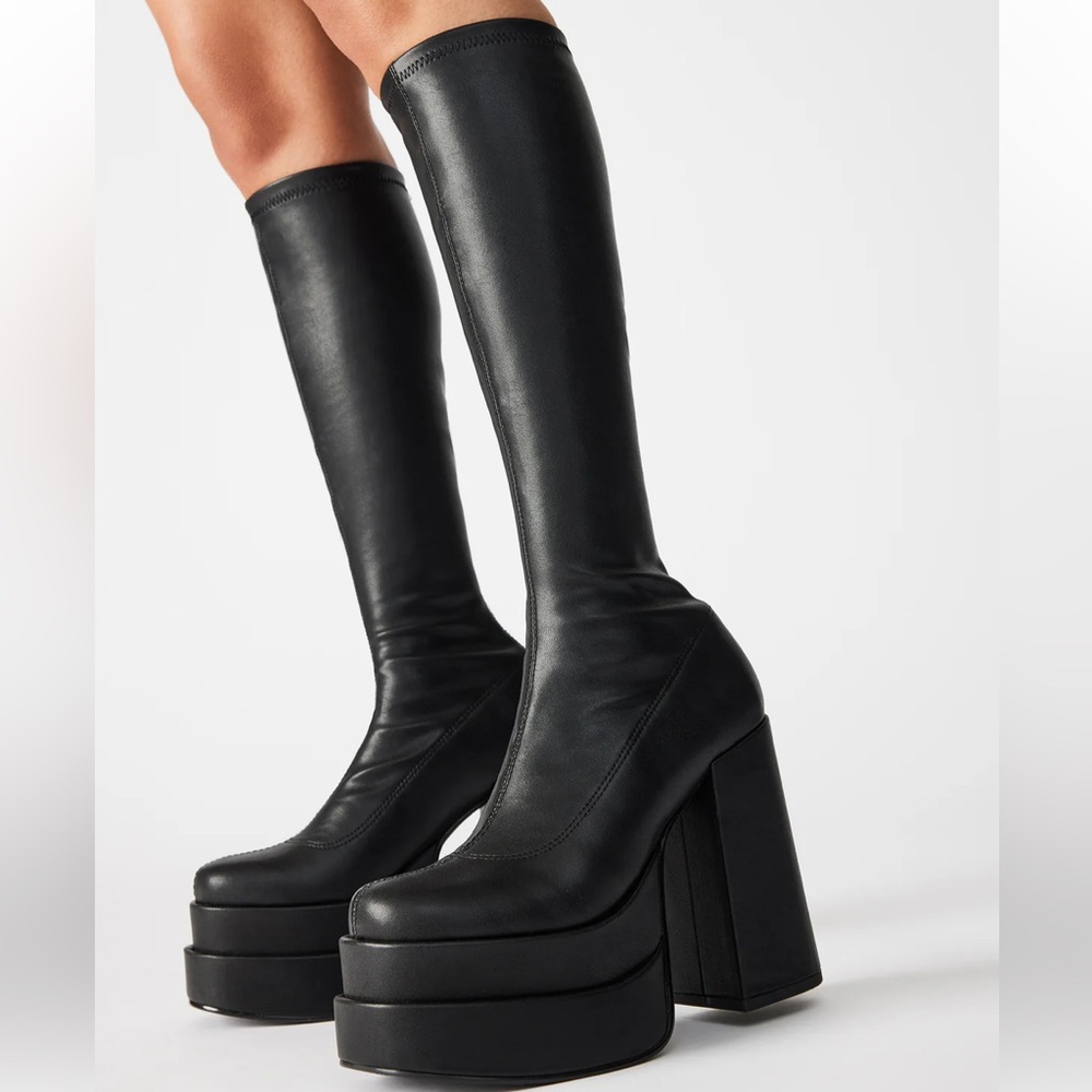 Steve Madden Cypress Platform Knee High Boots, black, size 11